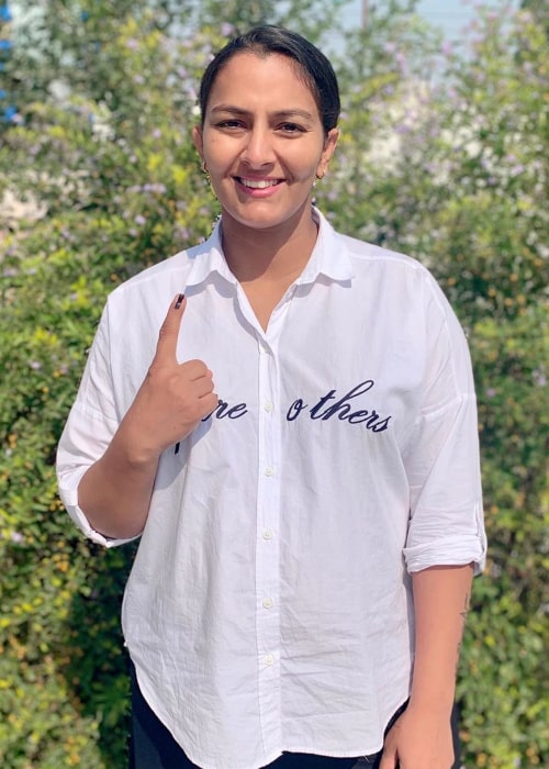 Geeta Phogat as after voting in a local election in October 2019