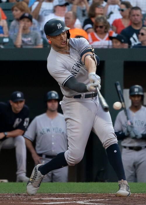 Giancarlo Stanton as seen in a picture taken during a game at Orioles on July 10, 2018