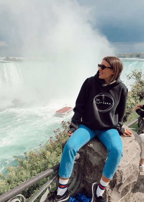 Gizem Karaca as seen at Niagara Falls in Ontario, Canada in September 2019