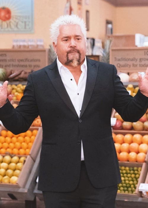 Guy Fieri on the sets of a TV show in February 2020