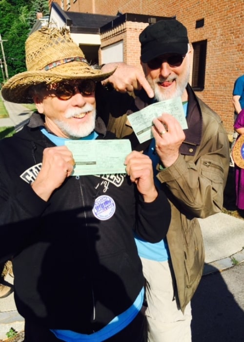 James Cromwell (Right) and JG Hertzler as seen while participating in an anti-fracking protest in June 2016