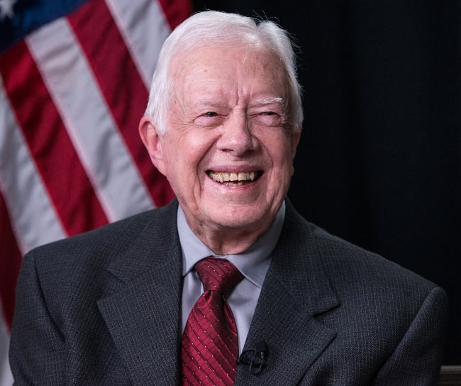 Jimmy Carter as shown during a Google Hangout session held during the LBJ Presidential Library Civil Rights Summit on April 8, 2014, in Austin, Texas