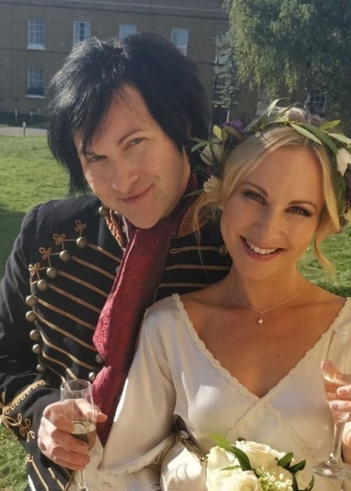 Jinxx as seen in a picture taken at the Asylum Chapel in London with his now wife Alice Mogg on the day of their wedding in September 2018