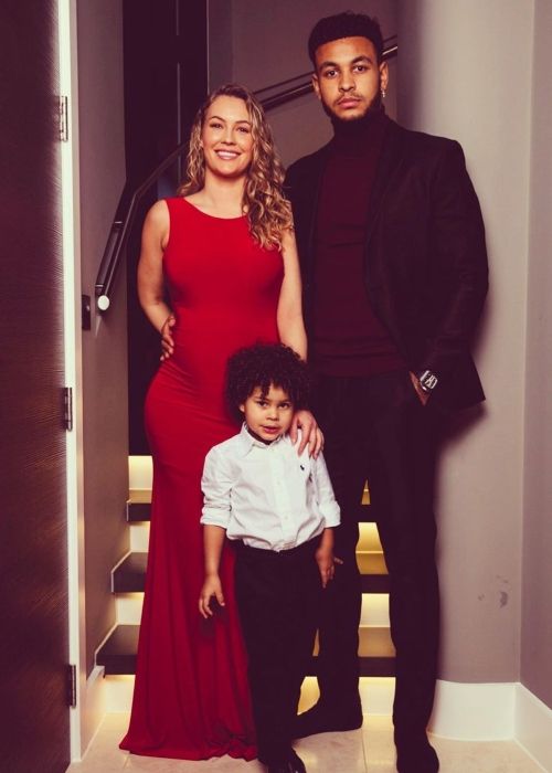 Joshua seen with his wife and son Noah King on Christmas Day 2019