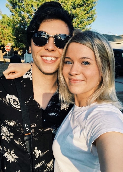 Keaton Stromberg as seen while smiling in a selfie alongside Tiffany Stringer in August 2019