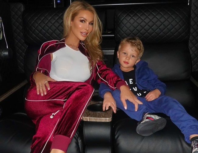 Lisa Hochstein with her son as seen in February 2020