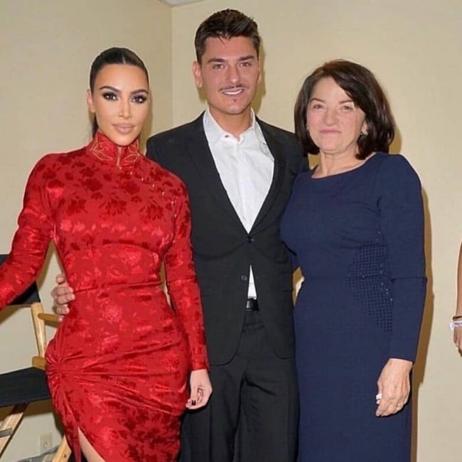 Mario Dedivanovic as seen while posing for a picture along with his mother (Right) and Kim Kardashian West in December 2019