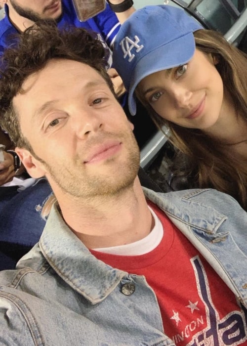 Mia Serafino as seen in a selfie taken with her beau Ryan Watkinson at a baseball game October 2019