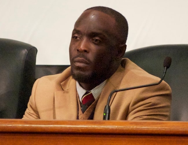 Michael K. Williams at Harvard University for a November 8, 2010, panel discussion on 'The Wire'