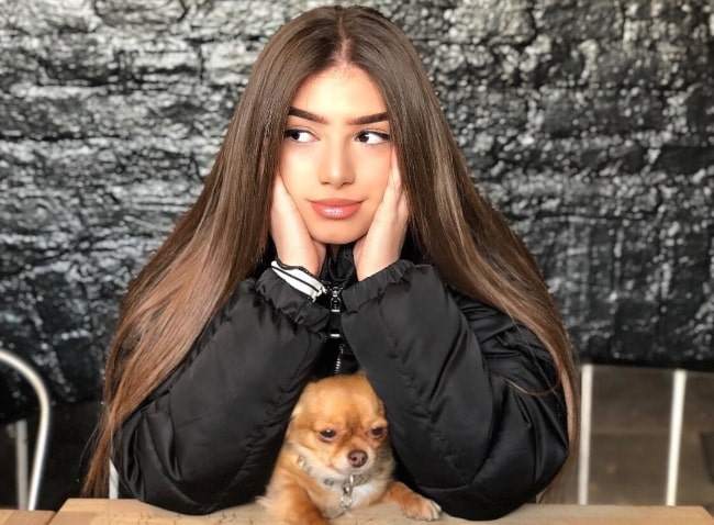 Mimi Keene as seen in a picture along with her pet at The Waffle House, St Albans in January 2018