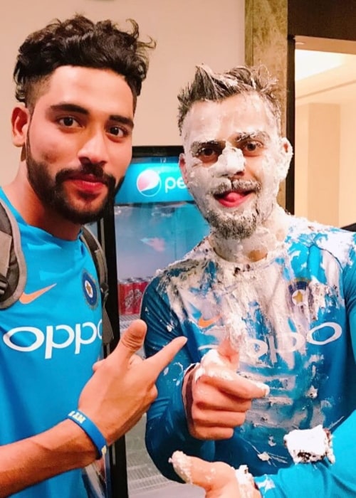Mohammed Siraj as seen in a picture taken with fellow cricketer Virat Kohli on the day of his birthday in November 2019