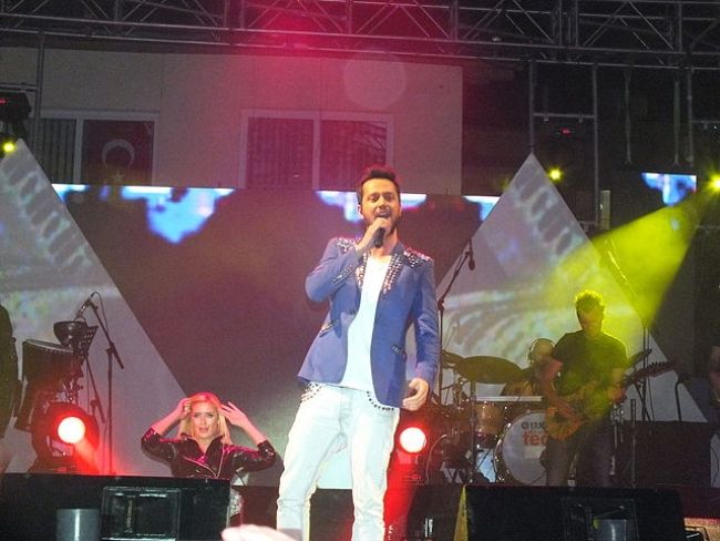 Murat Boz onstage during a concert in Silifke, Turkey in 2012