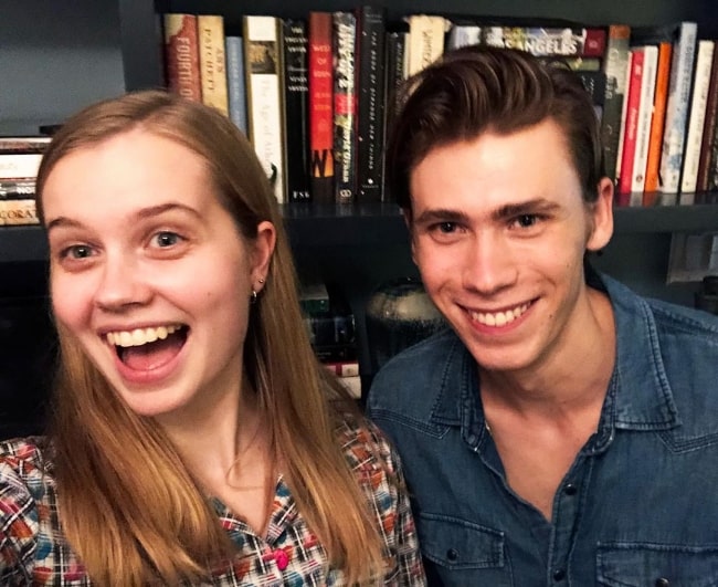 Owen Teague in a selfie alongside Angourie Rice in June 2019