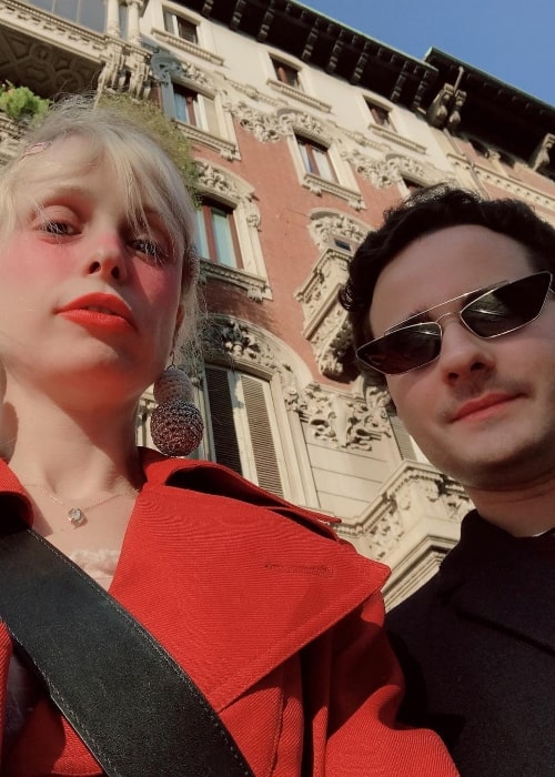 Petite Meller as seen while taking a selfie with Manuel Sinopoli in Milan, Italy in February 2019