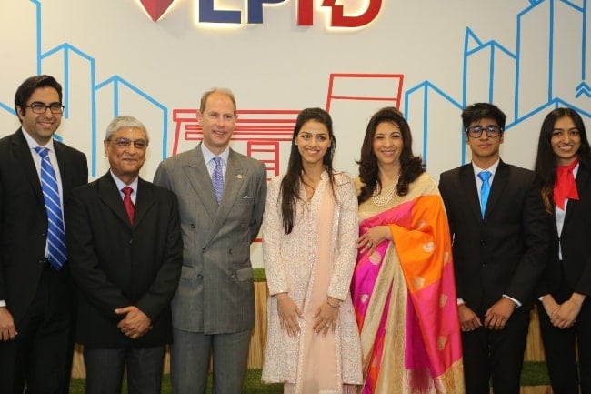 Rakhee Kapoor Tandon (Center) as seen while posing for a picture alongside HRH Prince Edward during his visit in February 2018