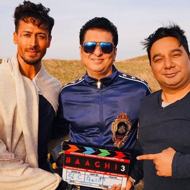 Sajid Nadiadwala on the sets of Baaghi 3 in 2019.