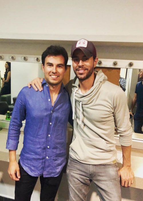 Sergio Pérez and pop singer Enrique Iglesias, as seen in August 2019