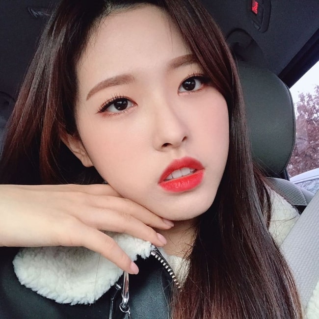 Son Hye-joo as seen while taking a car selfie in February 2020