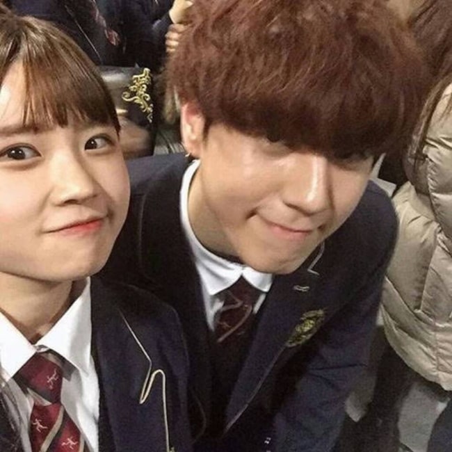 Song Ha-young as seen in a selfie taken with singer Kim Yugyeom in the past