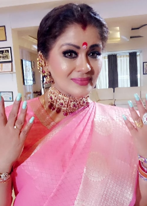 Sudha Chandran on the sets of a TV series in December 2019