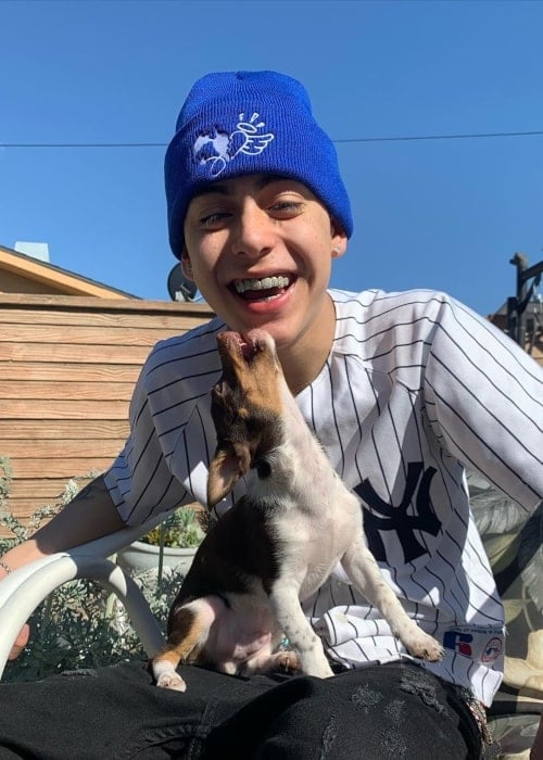 Suigeneris as seen in a picture taken with his dog in Los Angeles, California in March 2020