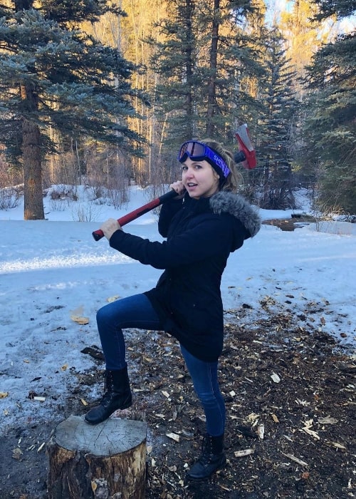 Taylor Tomlinson as seen while posing for a picture in Aspen, Pitkin County, Colorado in February 2020