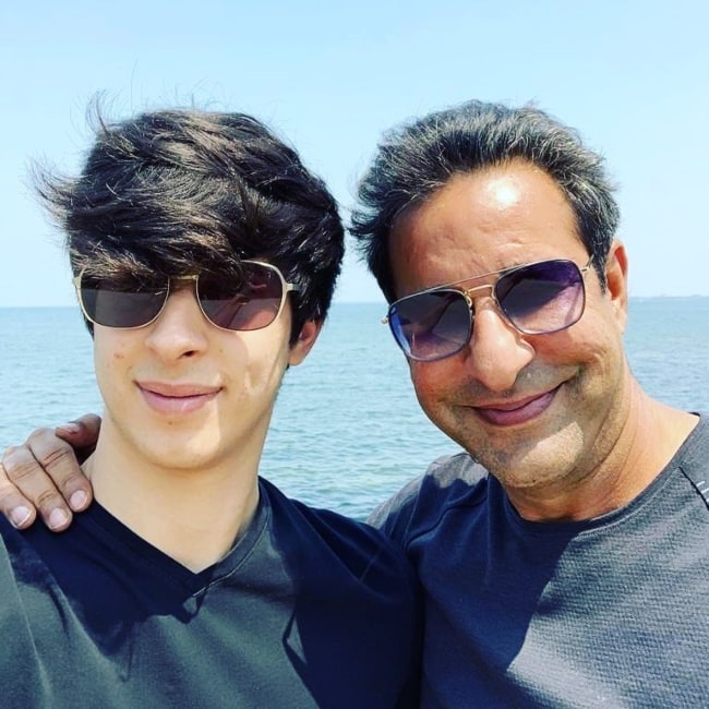 Wasim Akram as seen in a selfie taken with his younger son Akbar in Australia in January 2020