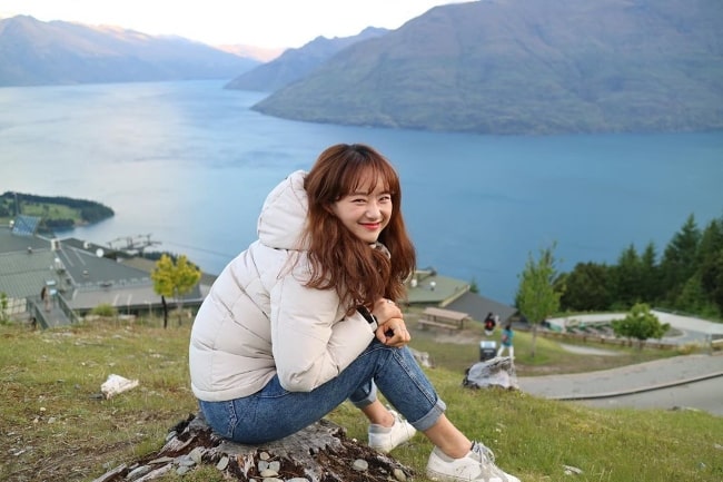 Won Jin-ah as seen while posing for a picture in Queenstown, New Zealand in December 2019