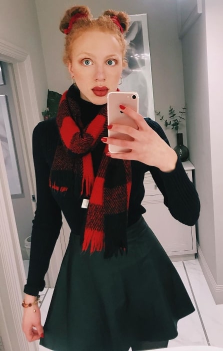 Anna Ermakowa as seen while taking a mirror selfie in London, England in March 2020