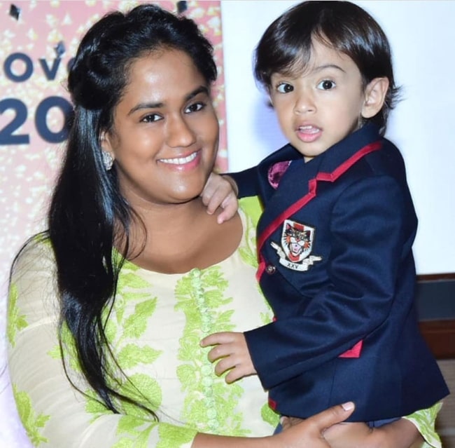 Arpita Khan with her son in August 2018