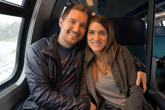 Brady Bluhm and wife Abbie Bluhm while enjoying their time in Switzerland in February 2015