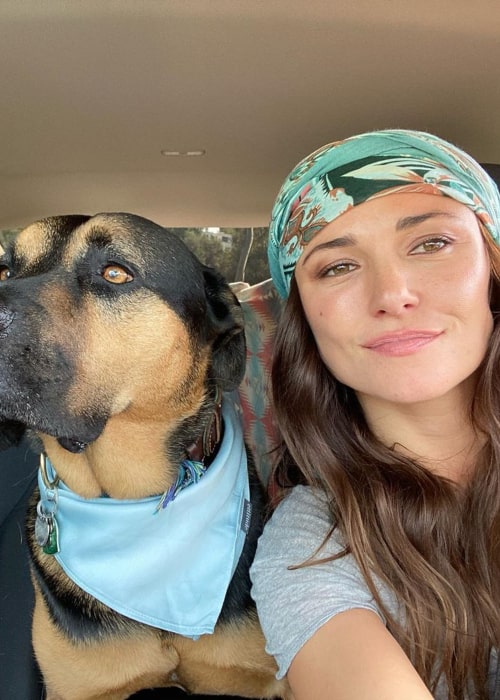 Briana Evigan with her pet dog, as seen in January 2020