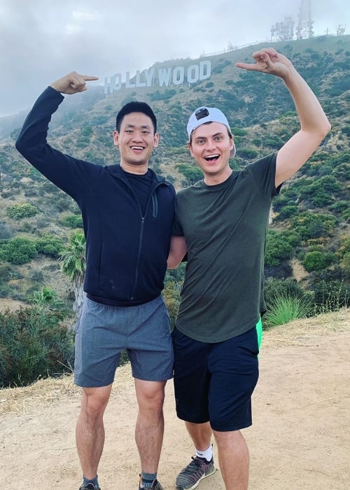 Carter Sharer (Right) posing for a picture alongside his friend Phil in July 2019