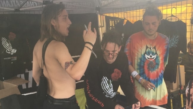 Chase Atlantic meeting fans after their set on the July 21st, Tinley Park, IL, date of Warped Tour 2018