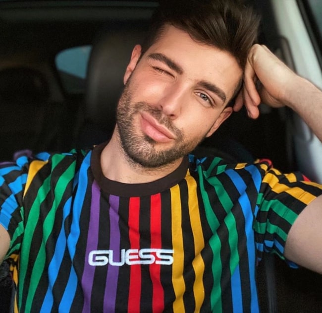 Daniel Preda as seen while taking a car selfie in March 2020