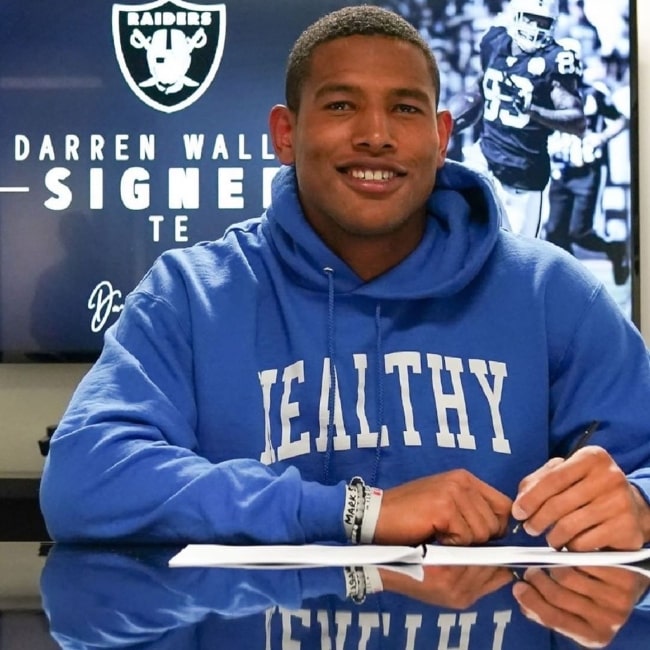 Darren Waller as seen in a picture taken at the Oakland Raiders Headquarters in October 2019