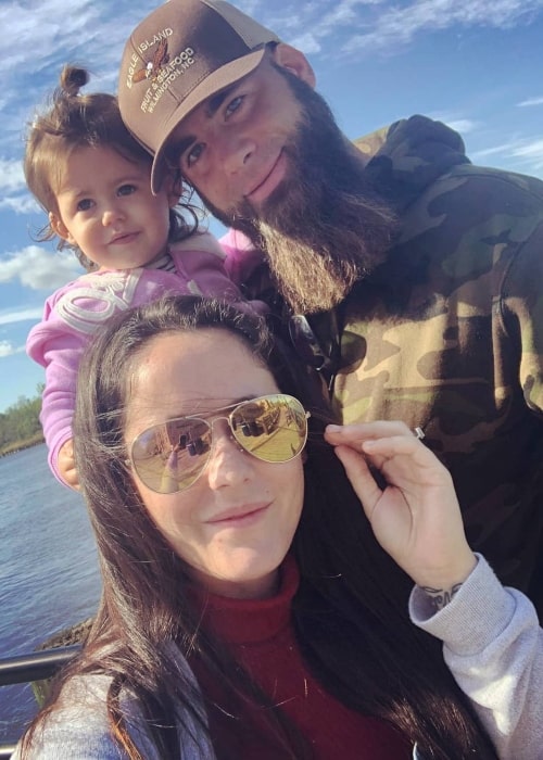 David Eason as seen in a selfie taken with his wife Jenelle Evans and daughter in October 2018 in Wilmington, North Carolina