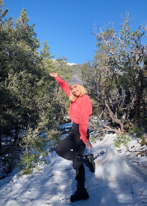 Dawn Morante as seen while posing for a picture in Idyllwild, California in January 2020