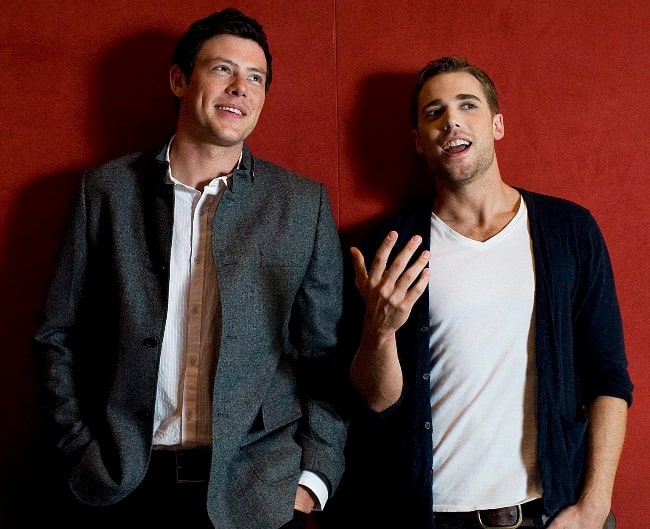 Dustin Milligan (Right) and Cory Monteith at the Hazelton Hotel while promoting their film 'Sisters and Brothers' during the Toronto International Film Festival in Toronto in September 2011