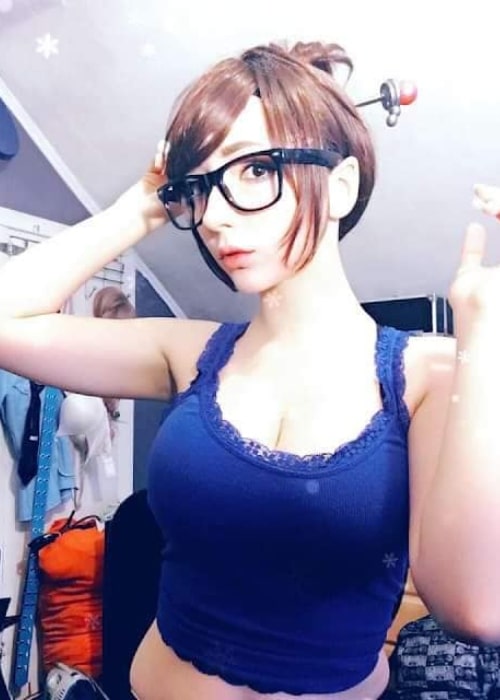 Eclair Marie as seen in a picture dressed as Overwatch's Mei in the past