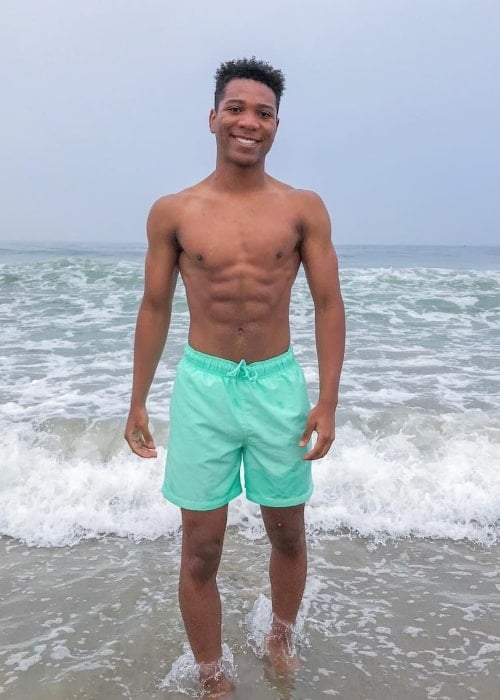 Elliot Brown as seen in a shirtless picture taken at the beach in Santa Monica in April 2019