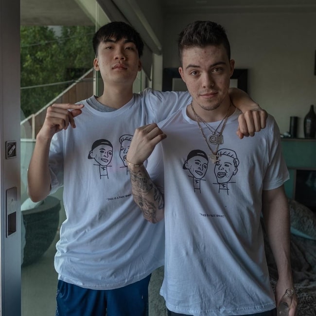 FaZe Adapt (Right) and RiceGum posing for a picture in Los Angeles, California in April 2019