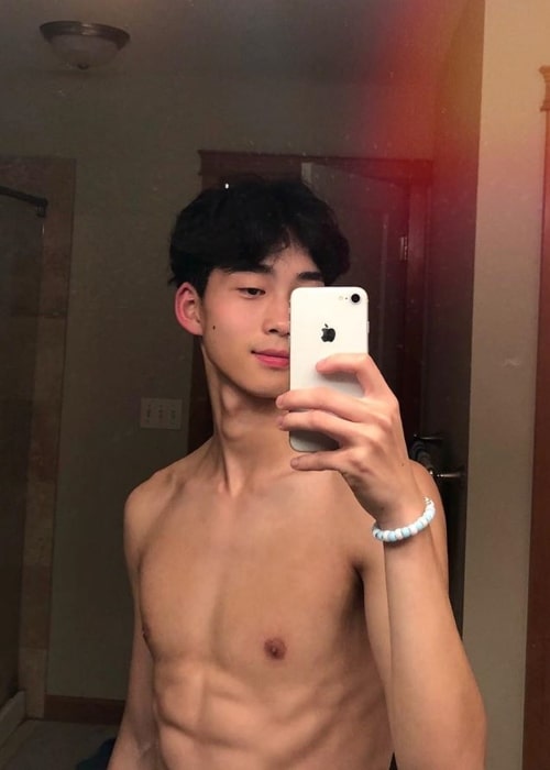 Freddie Liu as seen while taking a shirtless mirror selfie in October 2019