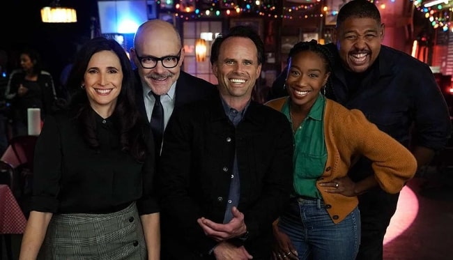 From Left to Right - Michaela Watkins, Rob Corddry, Walton Goggins, Maya Lynne Robinson, and Omar Benson Miller in February 2020