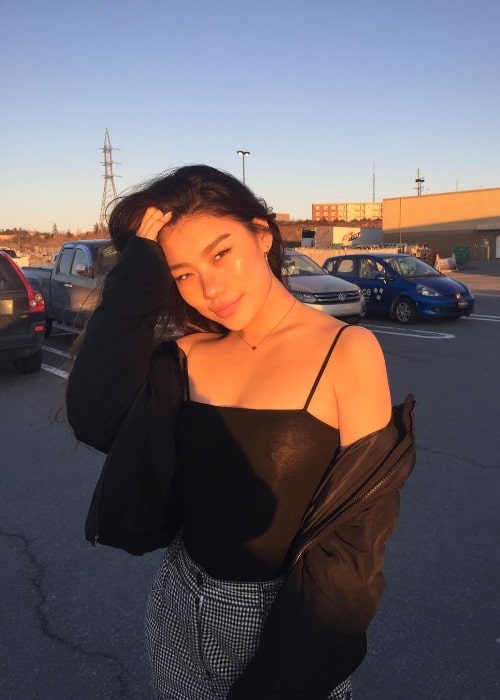 Hannah Kim as seen while posing for a sun-kissed picture at a Costco Parking Lot in March 2019