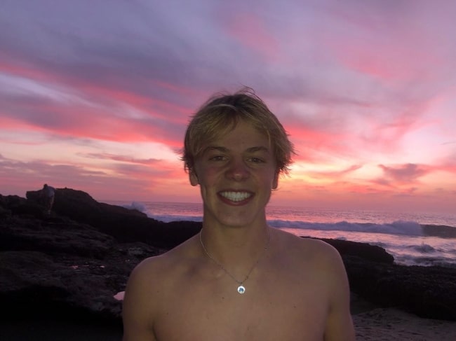Jack Wright smiling in a picture at Laguna Beach in Orange County, California in February 2019