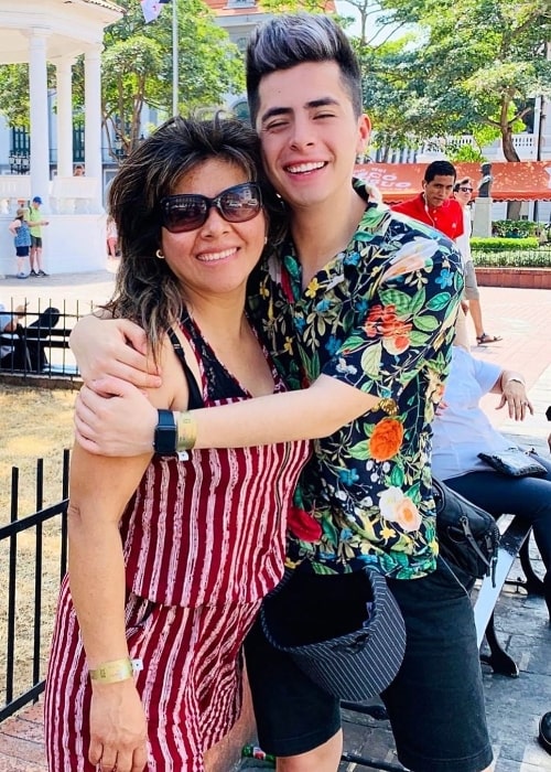 Javier Ramírez posing for a picture alongside his mother in Panama City, Panama in May 2019