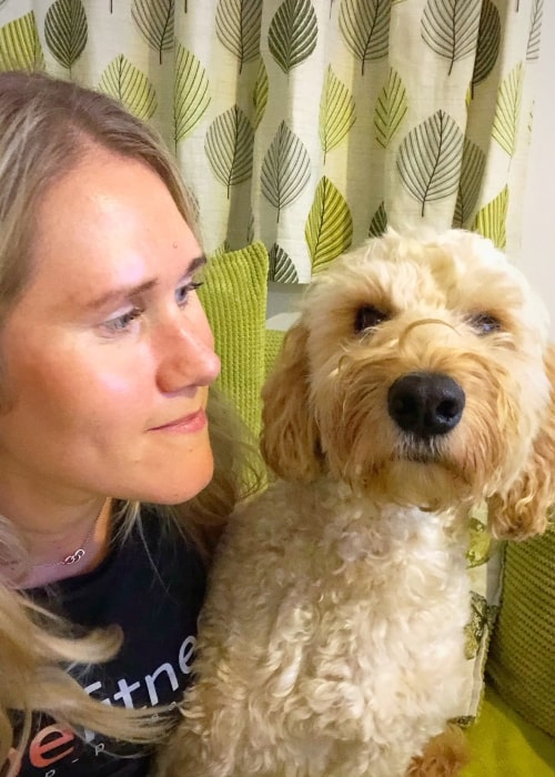 Jemma Lowe as seen in a picture taken with her dog in October 2019