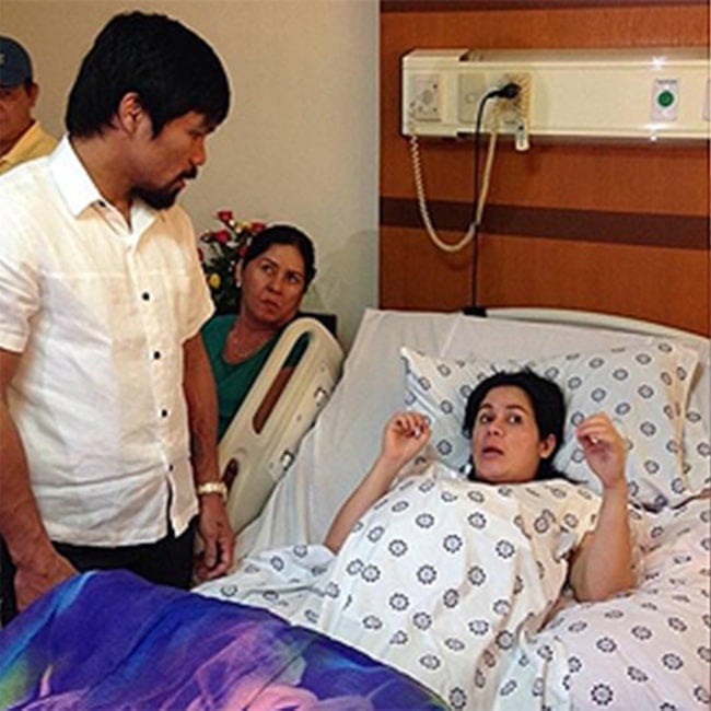 Jinkee Pacquiao as seen in a picture taken with her husband Manny Pacquiao while at the hospital in April 2014