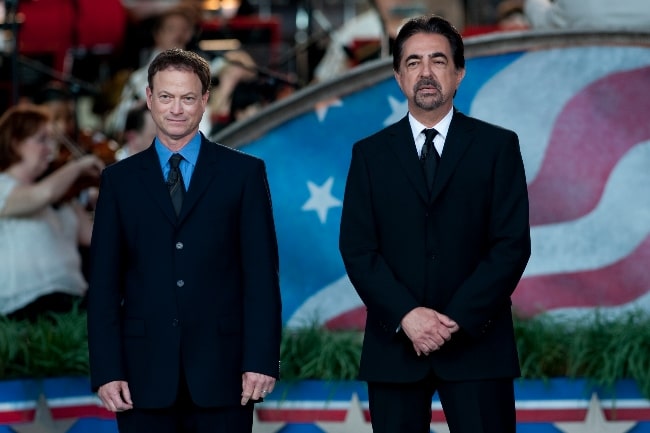 Joe Mantegna (Right) and Gary Sinise co-hosting the 2011 National Memorial Day Concert at the U.S. Capitol in Washington, D.C. on May 29, 2011